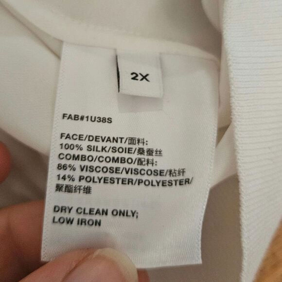 Lafayette 148 White Silk Blouse Size 2X - Picture 7 of 7